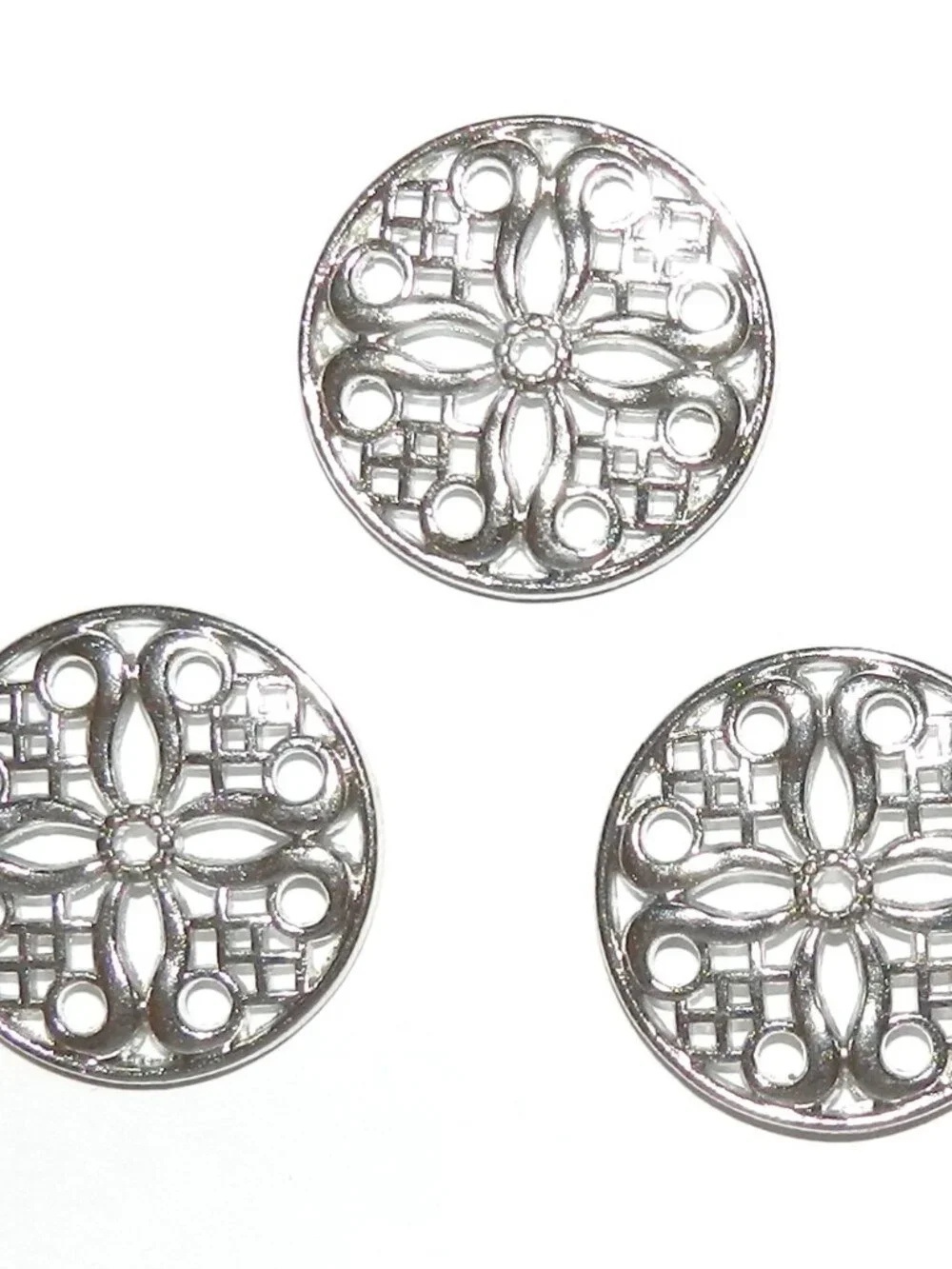 M7115 Antiqued Silver 24mm Ornate Round Link Metal Jewelry Component 10pc